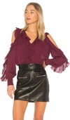 Parker Elana Silk Cold-shoulder Blouse In Wine