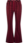 MARQUES' ALMEIDA CROPPED STRIPED COTTON-BLEND SATIN FLARED PANTS