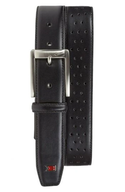 Nike 'tiger Woods' Mesh Leather Belt In Black