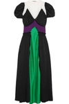 ATTICO CARLOTTA COLOR-BLOCK SATIN MAXI DRESS