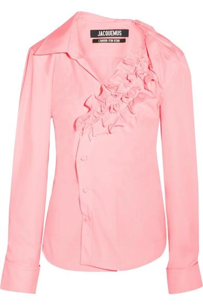 Jacquemus Seville Ruffled Cotton-poplin Shirt In Pink