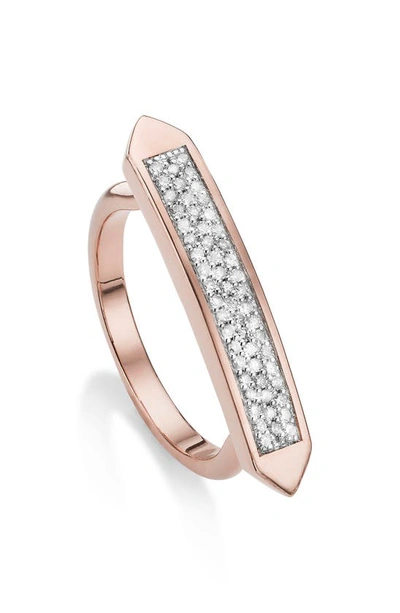 Monica Vinader Diamond And 18 Rose Gold Vermeil Baja Skinny Ring In Metallic
