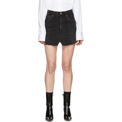 Vetements Raw Cut Cotton Denim Mini Skirt In Black