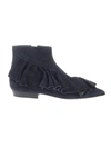 JW ANDERSON J.W. ANDERSON RUFFLE ANKLE BOOTS,FW01JWA401 888 NAVY