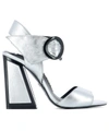 KAT MACONIE SILVER LEATHER SANDALS,RAY ARCIELITO