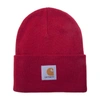 Carhartt Logo Patch Beanie Hat In Blastred