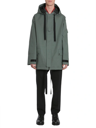 Lanvin Coated Cotton Parka In Green