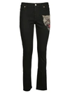 GUCCI ANGRY CAT EMBROIDERED JEANS,470225 XR7101082