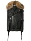 FAITH CONNEXION jacket with fringe and racoon fur collar,X2203C0000412373749