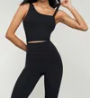 91thelabel Kalina Longline One Shoulder Strap Sports Bra In Black In Black