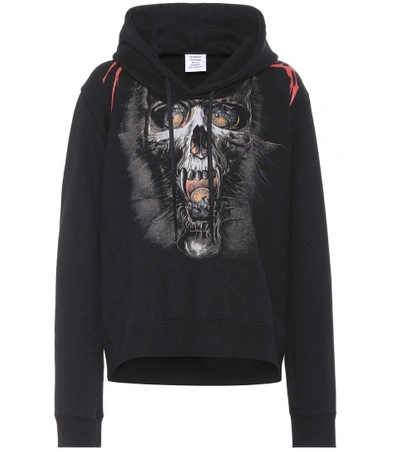 Vetements Printed Cotton-blend Jersey Hooded Top In Black