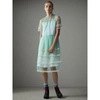 BURBERRY English Lace Trim Pleated Tulle Dress,45469351