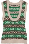Burberry Fair Isle Cashmere And Wool Sweater Vest In Green