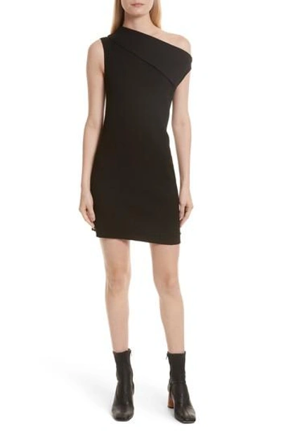 Helmut Lang Asymmetric Sleeveless Crepe Mini Dress In Black