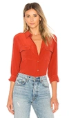 Equipment Slim Signature Short Sleeve Silk Shirt In Brick