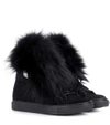 MONCLER CAROLINE FUR-TRIMMED SNEAKERS,P00285117