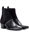 BALMAIN ARTEMISIA LEATHER AND SUEDE BOOTS,P00263468