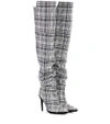 OFF-WHITE PLAID OVER-THE-KNEE BOOTS,P00271507