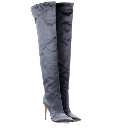 Gianvito Rossi Exclusive To Mytheresa.com - Rennes Satin Over-the-knee Boots In Grey