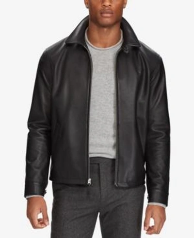 Polo Ralph Lauren Maxwell Lambskin Leather Zip Jacket In Polo Black