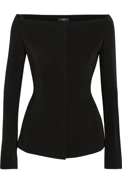 Theory Off-the-shoulder Stretch-crepe Jacket