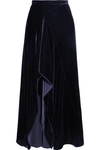 ROLAND MOURET HAXBY DRAPED VELVET MIDI SKIRT