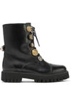 DOLCE & GABBANA EMBELLISHED GLOSSED-LEATHER ANKLE BOOTS