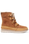 SOREL COZY JOAN FAUX FUR-LINED SUEDE AND NUBUCK ANKLE BOOTS