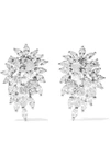 KENNETH JAY LANE CLUSTER RHODIUM-PLATED CUBIC ZIRCONIA EARRINGS