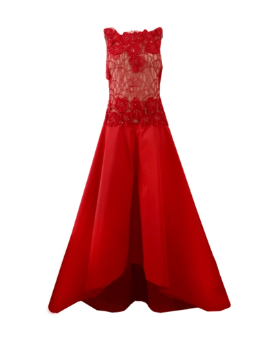 Naeem Khan Beaded Taffeta Gown In Red