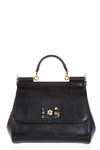 DOLCE & GABBANA EMBELLISHED MEDIUM SICILY LEATHER BAG,BB6002 AI74280999