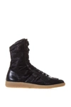 MAISON MARGIELA REPLICA BOXING SATIN & LEATHER HIGH-TOP SNEAKERS,8427234