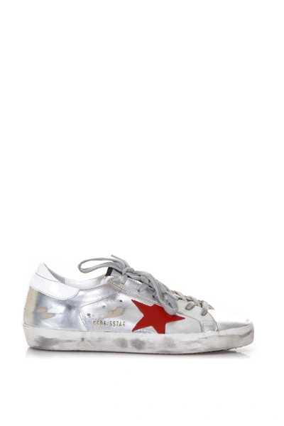 Golden Goose Superstar Metallic Leather Trainers In Silver