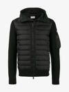 Moncler Black Down Filled Jacket With Knitted Sleeves