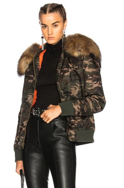 Mr & Mrs Italy Fur Camo Jacket In Army