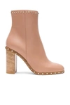 VALENTINO GARAVANI VALENTINO ROCKSTUD TRIM LEATHER BOOTIES IN NEUTRALS,NW2S0D58PVN