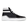 GIVENCHY GIVENCHY BLACK SUEDE AND CANVAS MID-TOP SNEAKERS,BM08482843