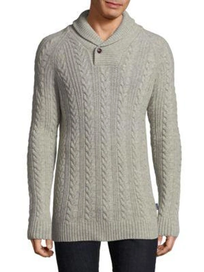 Barbour Cable-knit Wool Shawl Jumper In Fog