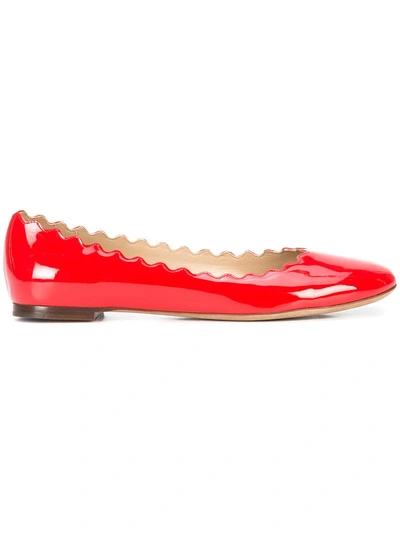 Chloé Lauren Leather Ballet Flats In Shiny Red