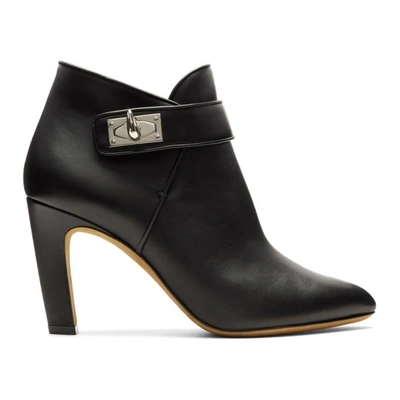 Givenchy Shark Lock Leather Ankle Boots In Black