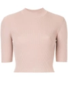 DION LEE FITTED SHORT SLEEVE KNIT RIB TOP,A7145F17MUTEDPINK12389908