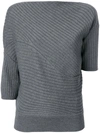 JW ANDERSON JW ANDERSON ASYMMETRIC RIBBED KNITTED TOP - GREY,KW33WA1712304277