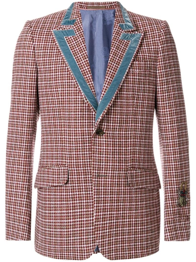 Gucci Heritage Houndstooth Wool Jacket In Red