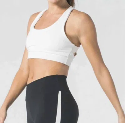 925 Fit Women's Get In Line Tank Sports Bra Top In White