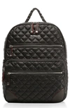 Mz Wallace Small Crosby Quilted Backpack In Black/silver