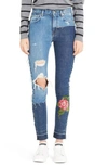 DOLCE & GABBANA EMBELLISHED PATCHWORK SKINNY JEANS,FTAQ0ZG883B