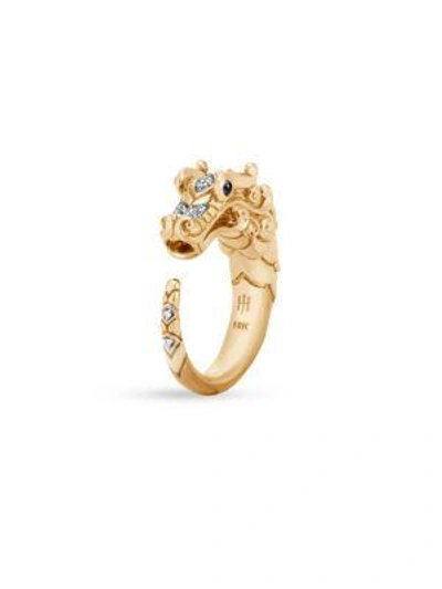 John Hardy 18k Yellow Gold Legends Naga Ring With Diamond And Sapphire In White/gold