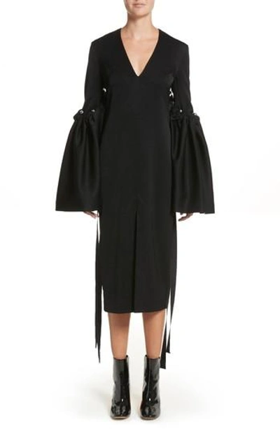 Ellery 'adage' Detachable Bell Sleeve Overlay Crepe Dress In Black