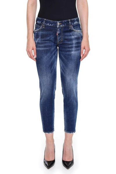 Dsquared2 Twiggy Zipped Bottom Jeans In Blue
