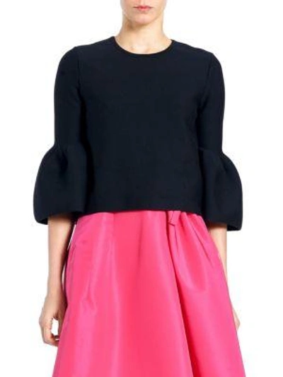 Carolina Herrera Knit Bell-sleeve Wool Top In Black